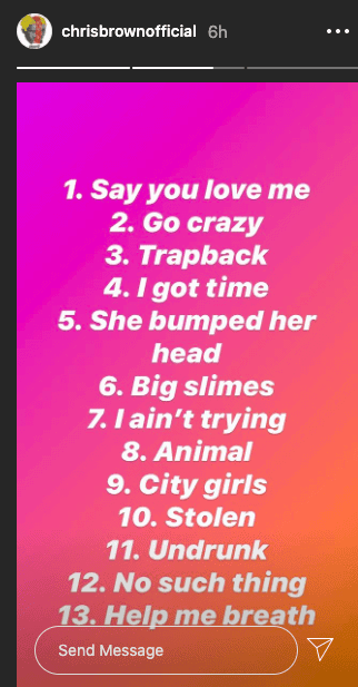 Chris Brown and Young Thug|Tracklist of mixtape with a pink background