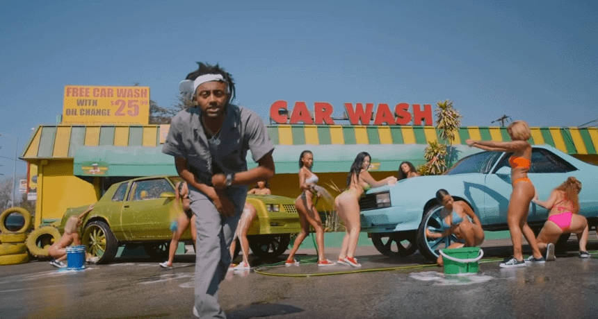 Amine in REEL IT IN music video at Car Wash