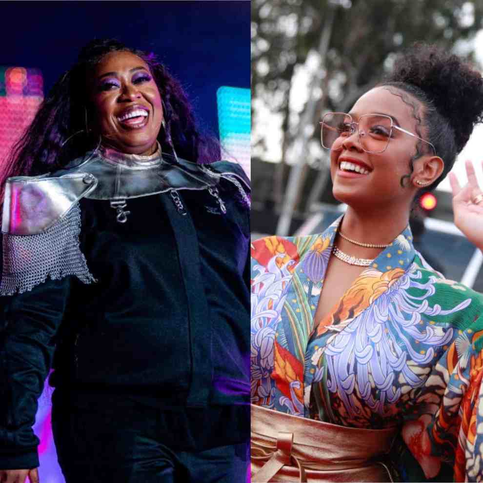 Missy Elliott and H.E.R smiling at the camera