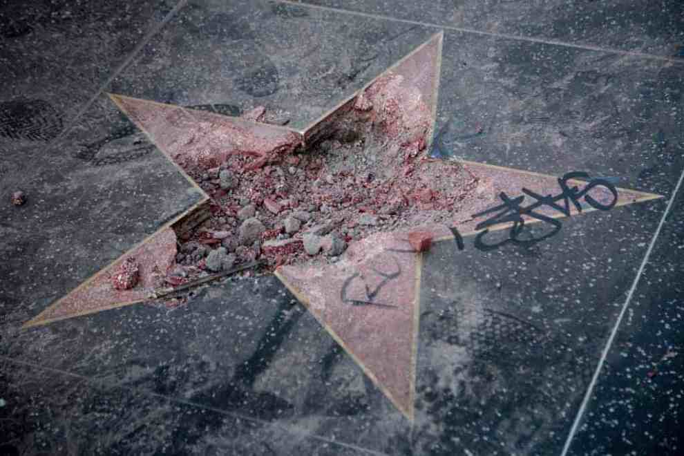 Donald Trump's Hollywood Walk of Fame star defamed.