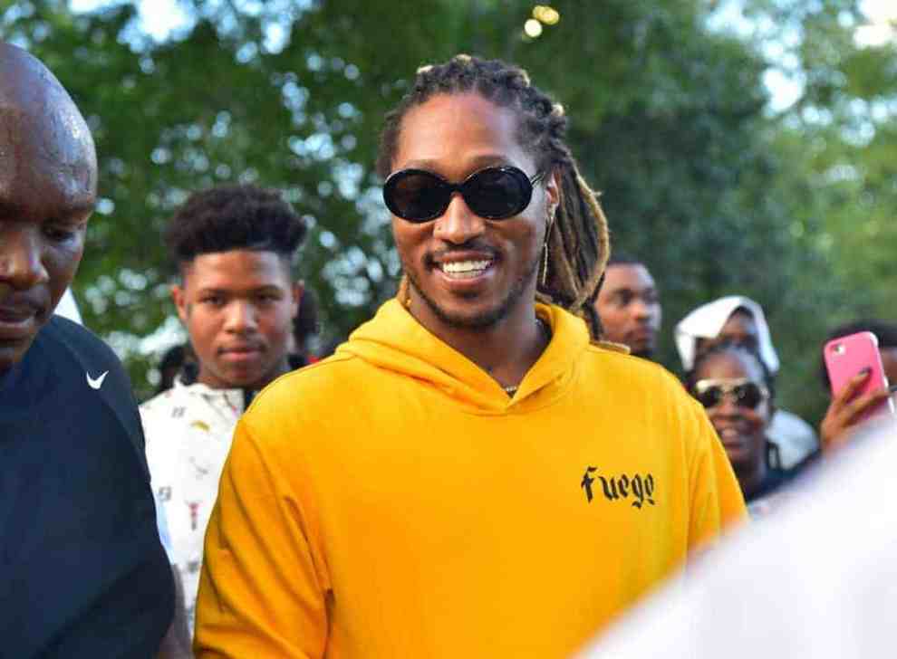 Future in yellow fuege hooded sweatshirt
