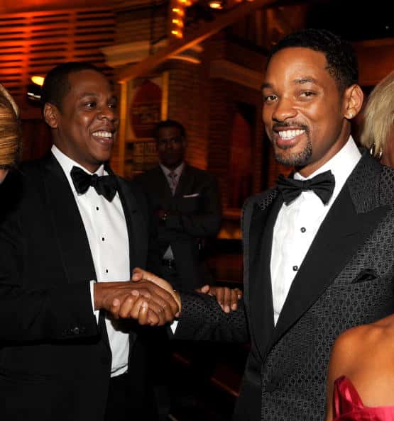 JUNE 13: (EXCLUSIVE COVERAGE; PREMIUM RATES APPLY) Jay-Z and Will Smith in the audience at the 64th Annual Tony Awards at Radio