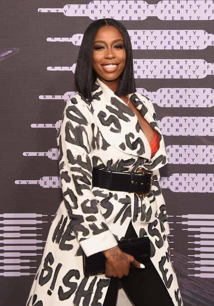 Kash Doll wearing black and white