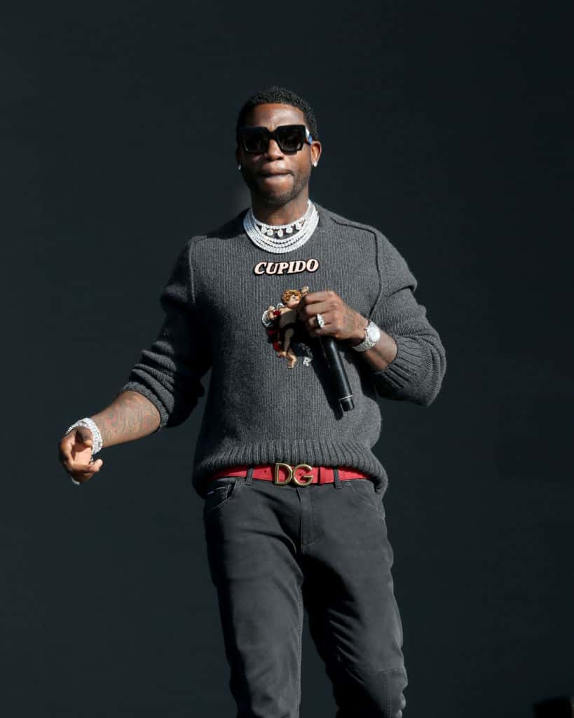 Gucci Mane wearing all black on stage