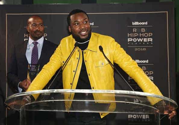 Meek Mill at a press conference.