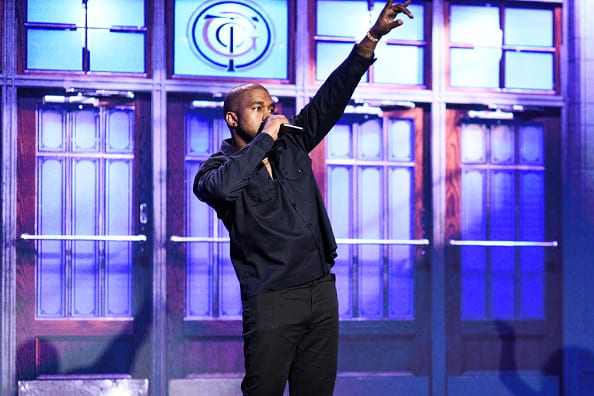 Musical Guest Kanye West performs "We Got Love" with dam Driver as Teyana Taylor in Studio 8H on Saturday