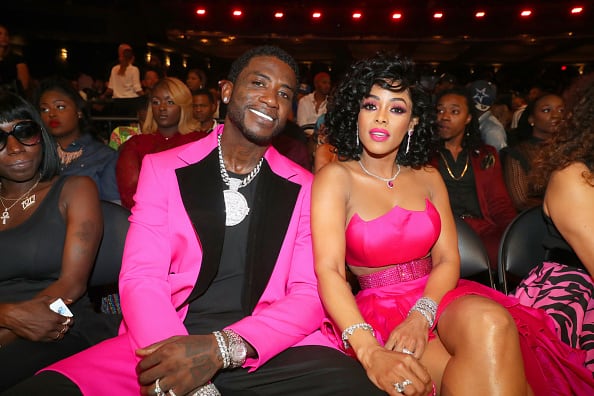Gucci Mane and Keyshia Ka'Oir are seen backstage during the BET Hip Hop Awards 2018 at Fillmore Miami Beach on October 6