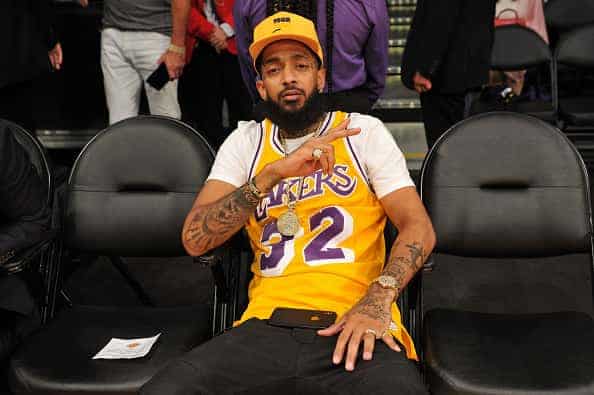 Rapper Nipsey Hussle attends a basketball game between the Los Angeles Lakers and the Houston Rockets at Staples Center on Octob