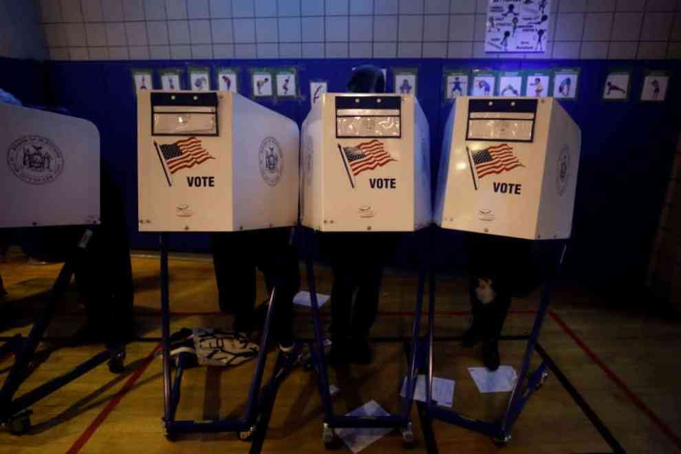 NOVEMBER 06: Voters cast their ballots during the midterm election during the midterm election at the Tribeca Indepence Primary