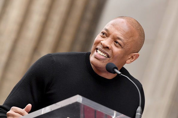 Dr. Dre attends the ceremony honoring Snoop Dogg with star on the Hollywood Walk of Fame on November 19