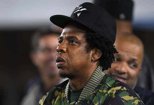 Rapper Jay-Z attends the game between the Kansas City Chiefs and the Los Angeles Rams at Los Angeles Memorial Coliseum on November 19
