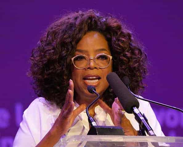 Media personality and activist Oprah Winfrey speaks during The Dignity of Women Conversation at The University of Johannesburg o