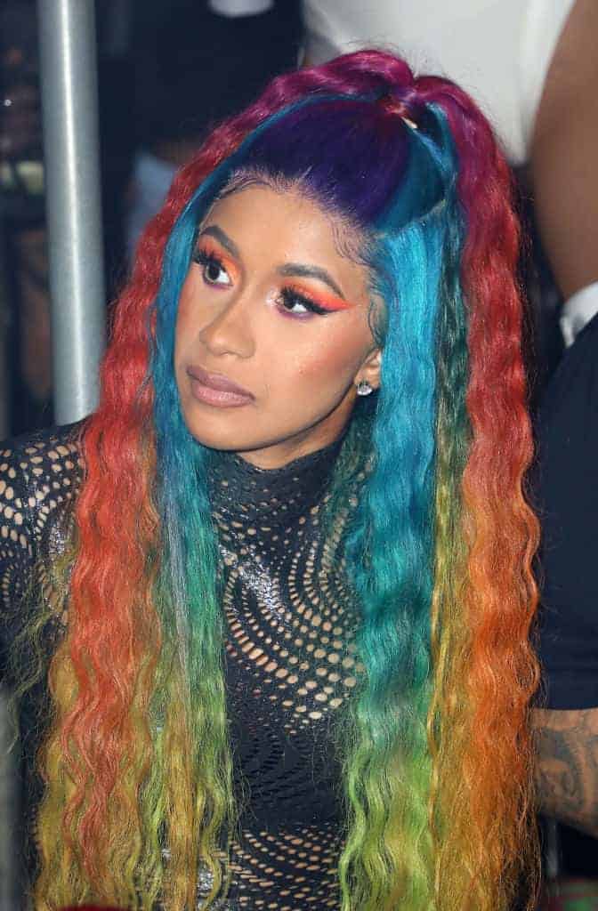 Cardi B with rainbow hair