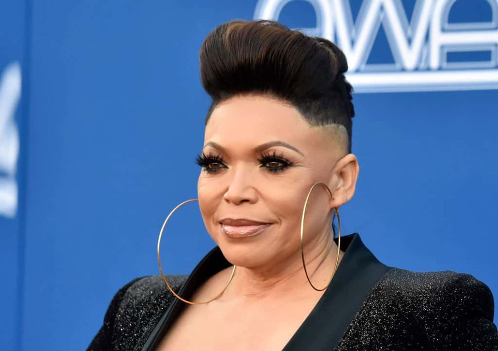 Tisha Campbell wearing black