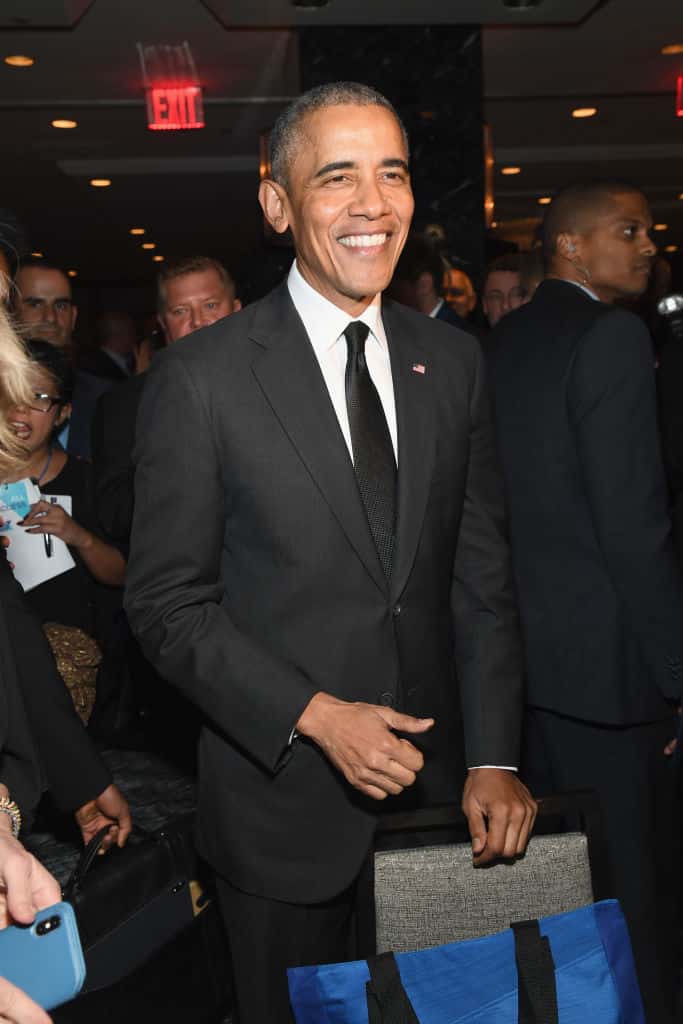 Barack Obama wearing a black tux