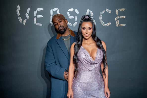 Kanye West and Kim Kardashian at Versace event