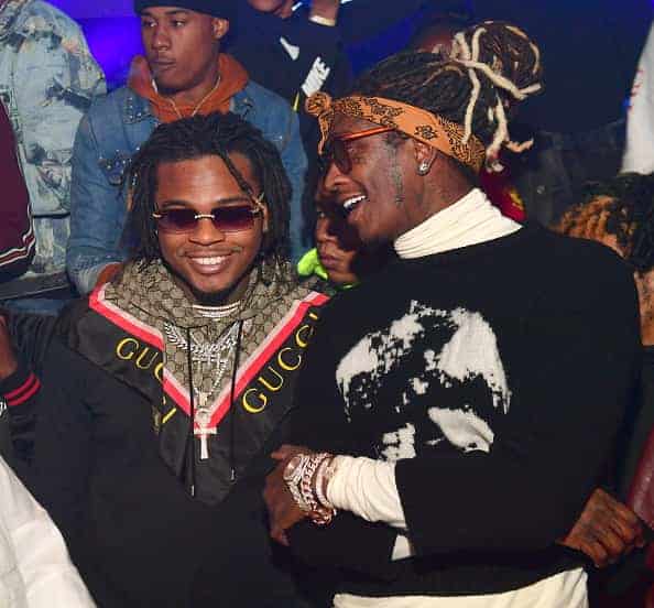 Rapper Gunna and Young Thug attend Lil Baby Birthday Bash at Ravine on November 4