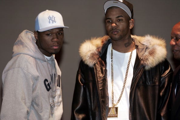 50 Cent and The Game during 50 Cent and The Game Press Conference at Schomburg Center for Research in Black Culture in New York City
