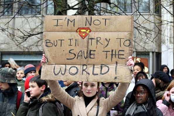 JANUARY 17: Students stage a protest against the government's climate policies in Brussels