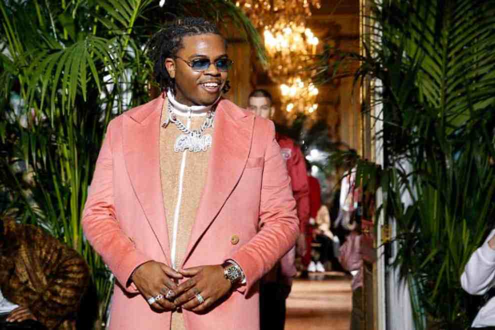 Gunna wearing all pink suit