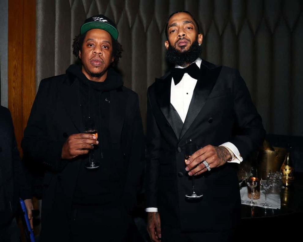 Jay-z and Nipsey Hussle wearing all black