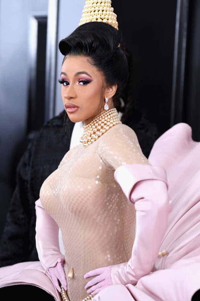 Cardi B.at the Grammys wearing her mermaid outfit