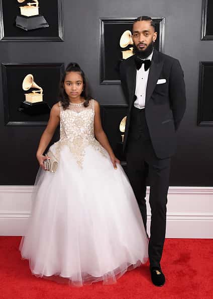 Nipsey Hussle (R) and guest attends the 61st Annual GRAMMY Awards at Staples Center on February 10