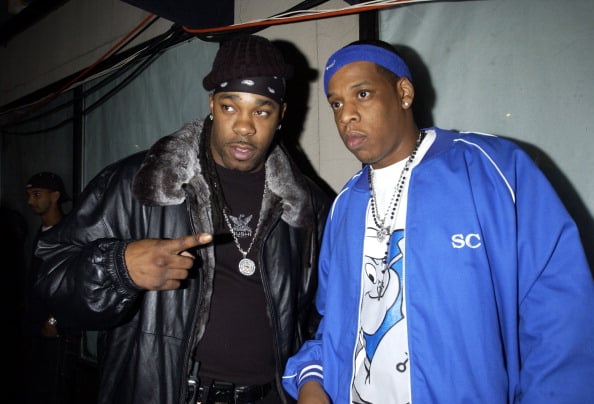 Jay-Z and Busta Rhymes during LIFEBeat's Urban AID 2 Benefit Concert at Beacon Theater in New York City