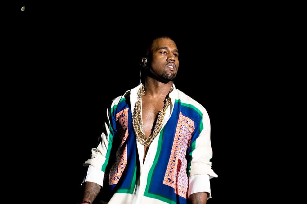 Kanye West Wearing a multi-colored shirt