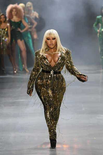 Lil' Kim performs on the runway for the The Blonds fashion show during New York Fashion Week: The Shows at Gallery I at Spring