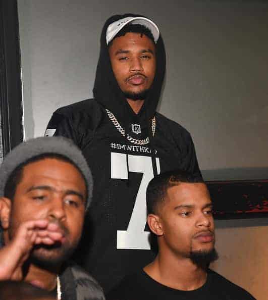 Trey Songz attends 50 Cent Cognac Launch Party at One Cigar Lounge on February 1