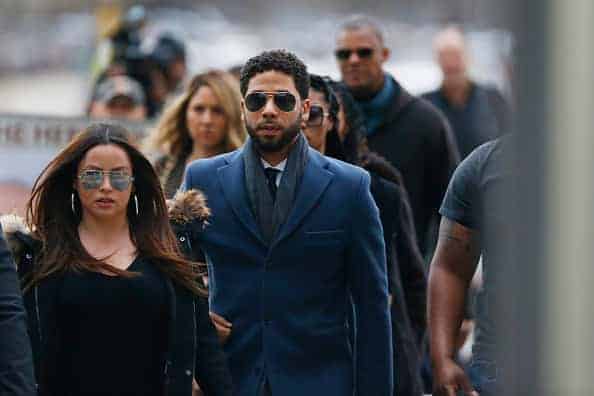 Actor Jussie Smollett arrives at the Leighton Criminal Courthouse on March 14