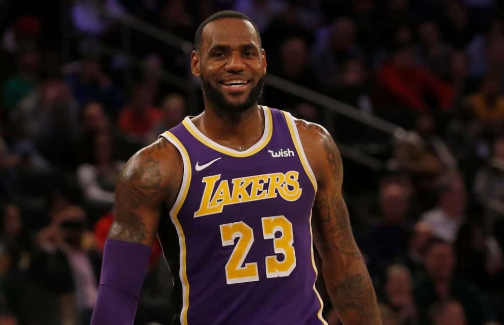 LeBron James wearing his Laker Uniform