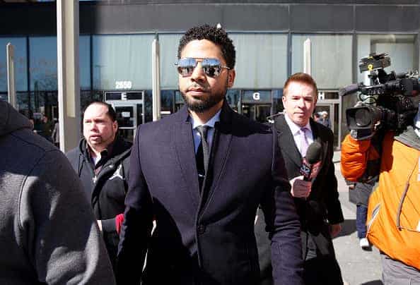 Actor Jussie Smollett leaves the Leighton Courthouse after his court appearance on March 26