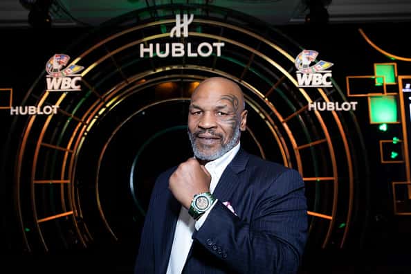 In this handout image provided by Hublot Mike Tyson attends the Hublot x WBC "Night of Champions" Gala at the Encore Hotel on May 03