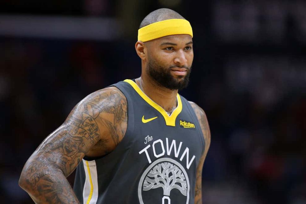 DeMarcus Cousins wearing his Lakers uniform