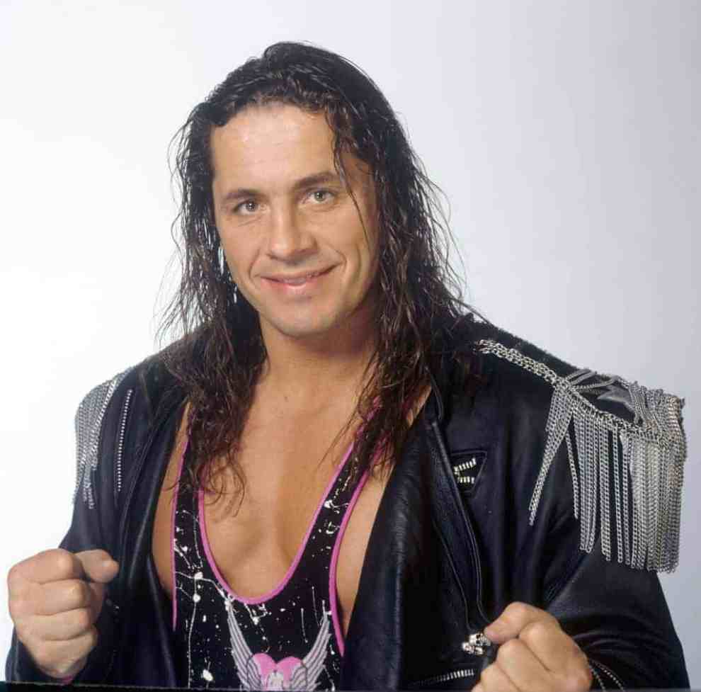 Bret Hart with his wrestling gear on
