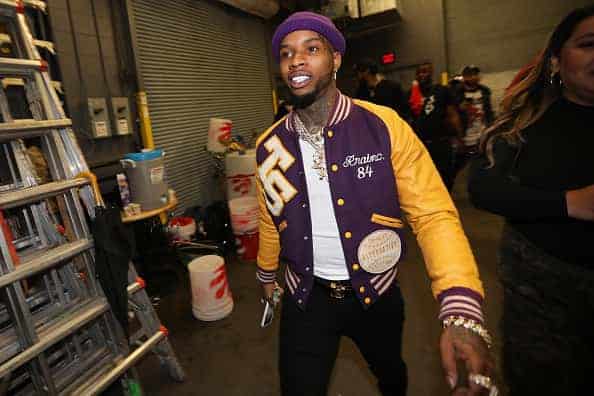 Tory Lanez arrives before Game Five of the NBA Finals between the Golden State Warriors and the Toronto Raptors on June 10