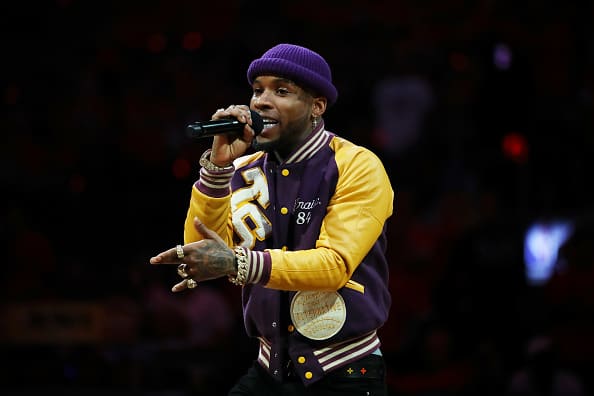 Torey Lanez performs during Game Five of the 2019 NBA Finals between the Golden State Warriors and the Toronto Raptors at Scotiabank Arena on June 10