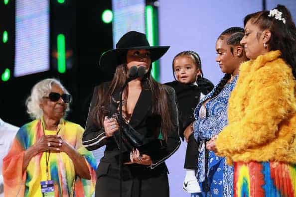 Nipsey Hussle's family and Lauren London accept Humanitarian Award on behalf of Nipsey Hussle onstage at the 2019 BET Awards at