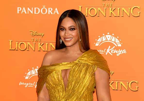 JULY 14: Beyonce Knowles-Carter attends the European Premiere of Disney's "The Lion King" at Odeon Luxe Leicester Square on July