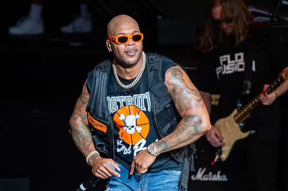 Rapper Flo Rida performs onstage at DTE Energy Music Theater on August 17