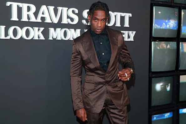 Travis Scott attends the premiere of Netflix's "Travis Scott: Look Mom I Can Fly" at Barker Hangar on August 27
