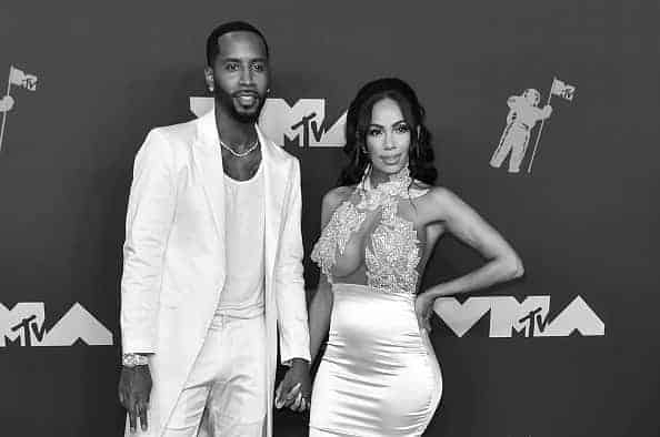 AUGUST 26: (EDITORS NOTE: Image has been converted to black and white) Safaree Samuels and Erica Mena Samuels attend the 2019 MT