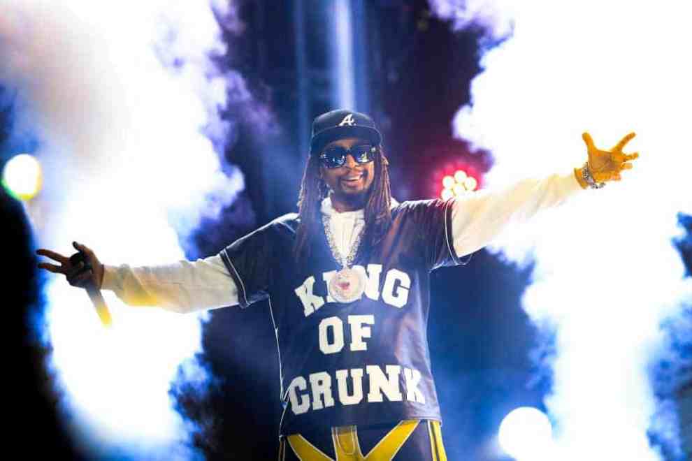 Lil Jon standing on stage wearing black and white