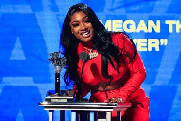 Megan Thee Stallion speaks onstage at the BET Hip Hop Awards 2019 at Cobb Energy Center on October 5