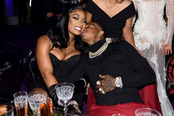 Megan Thee Stallion (L) and Moneybagg Yo attend Rihanna's 5th Annual Diamond Ball Benefitting The Clara Lionel Foundation at Cip