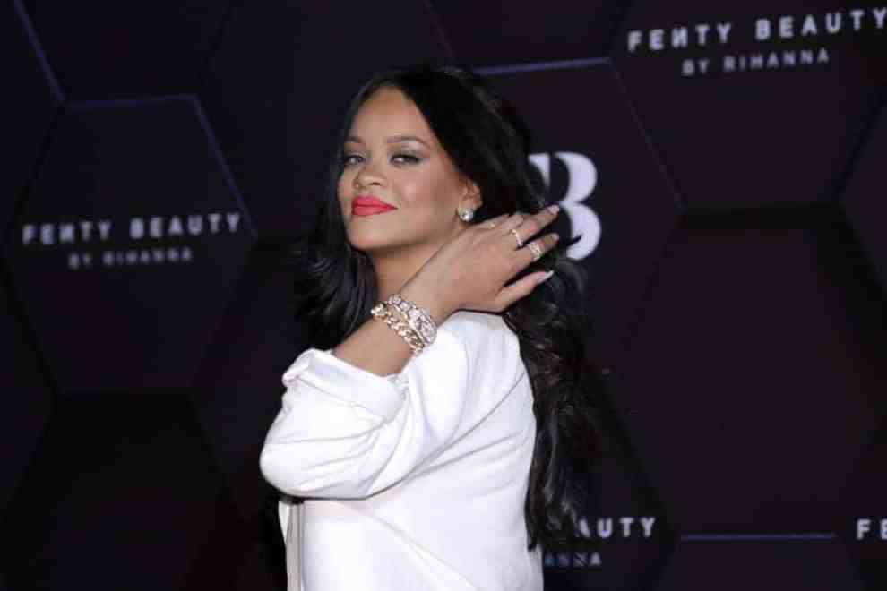 Rihanna wearing white