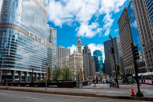 Chicago skyline along the Chicago River