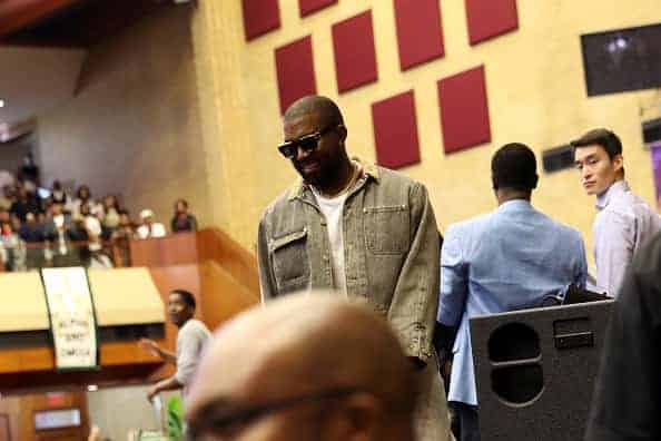 SEPTEMBER 29: Kanye West attends Sunday Service at The Greater Allen A.M.E. Cathedral of New York on September 29